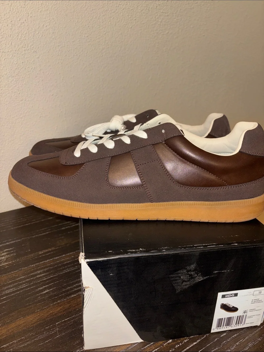 Madden NYC Men’s Brown Suede & Leather Low-Top Sneakers with Gum Sole 13